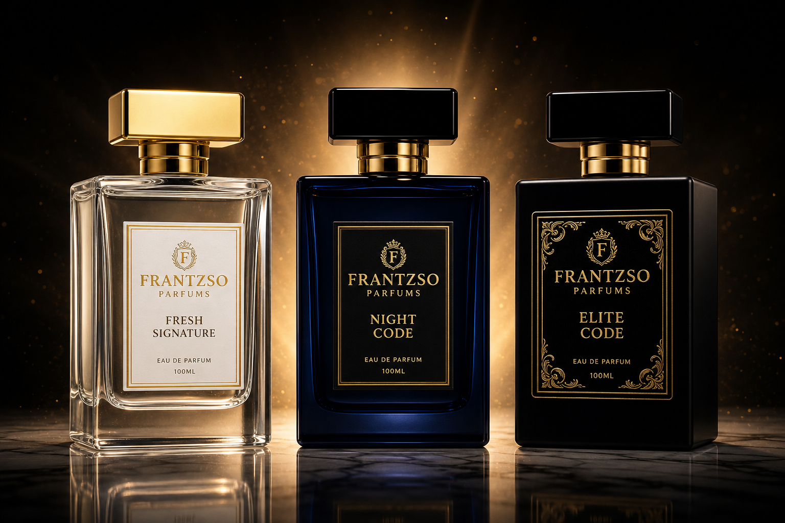 Frantzso Parfums Signature Collection — Fresh Signature, Night Code, Elite Code (100ml Eau de Parfum)
